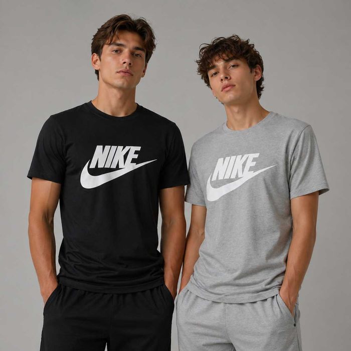 Футболка чоловіча Nike чорна/біла розміри 46–54 (S-XXL) спортивна стильна