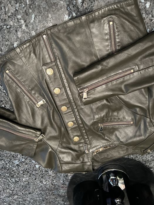Kurtka skora naturalna Balmain-zlote guziki r.44/L