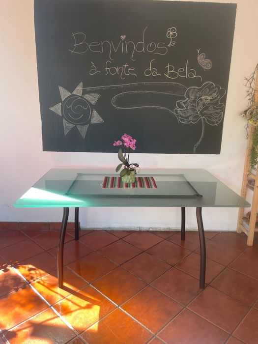 Mesa ferro tampo de vidro