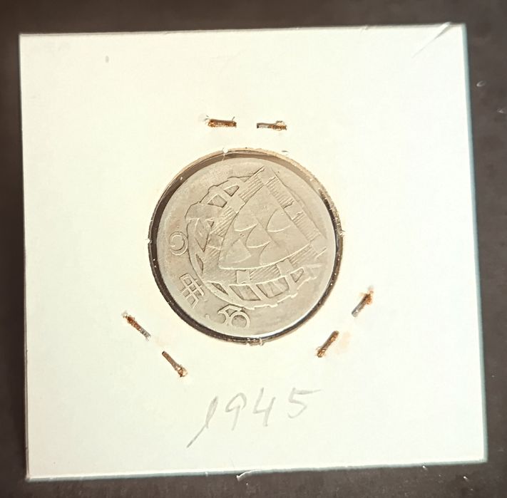2$50  em prata de 1945  Caravelas Portuguesas