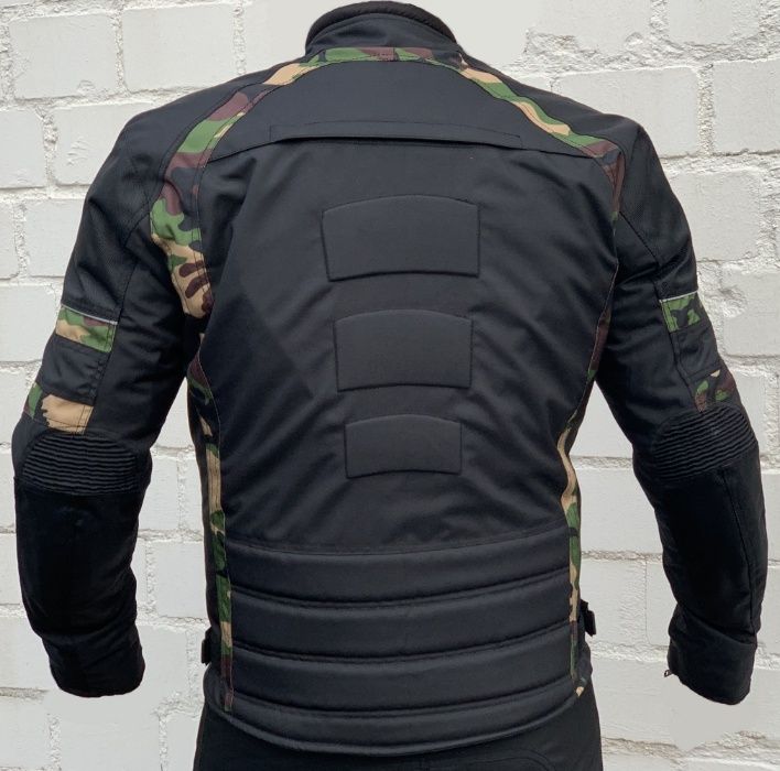 Tekstylny nowy męski komplet motocyklowy Czarny/Moro / Protektory