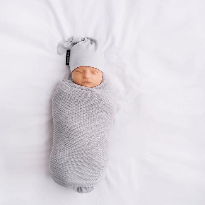 Lekki dzianinowy kocyk mgiełka mięta - LULLALOVE