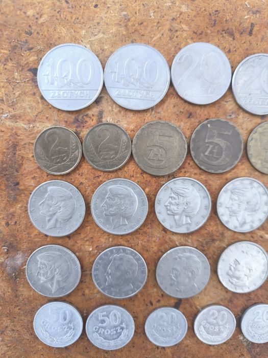 Różne polskie Monety z dawnych lat PRL ok 50  sztuk