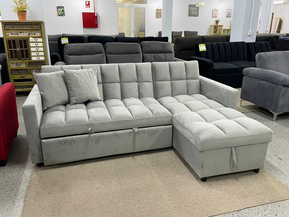 SÓ 423€ SOFA CAMA CHAISELONGUE REVERSIVEL NOVO - ENVIO GRATIS