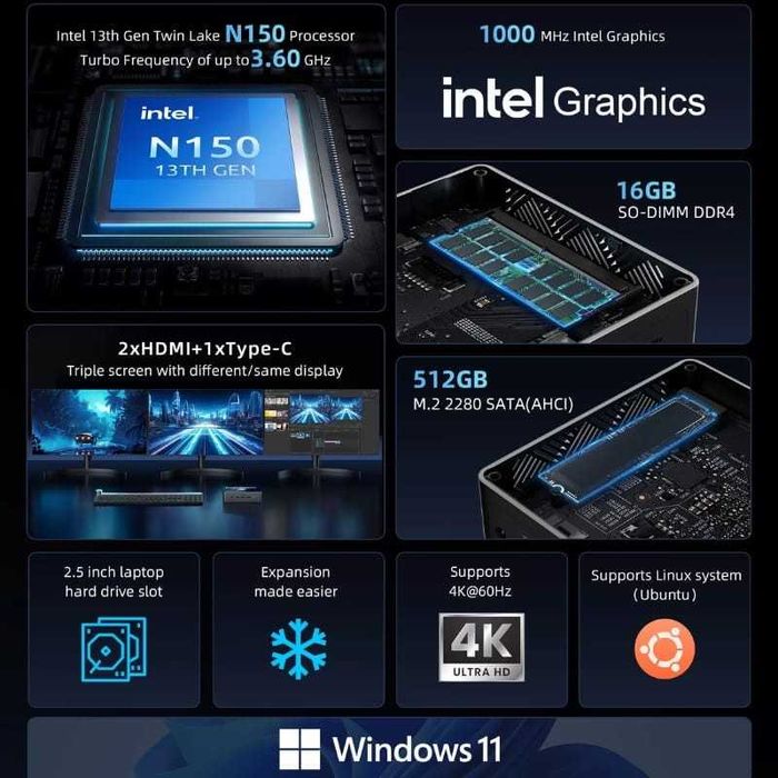 BMAX MaxMini B4 Turbo N150 16GB/512GB