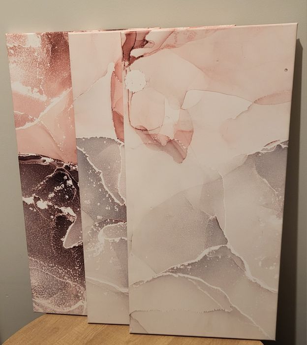 Obraz 3 czesciowy rozowy marmur