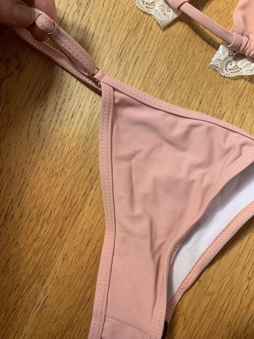 Bikini strój kąpielowy rozmiar M brudny róż z falbanką
