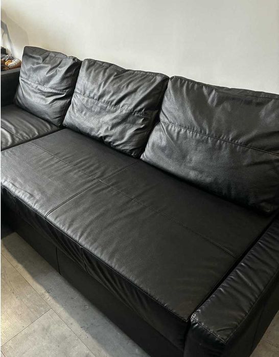 Narożnik kanapa eko skóra Ikea funkcja spania pojemnik na pościel