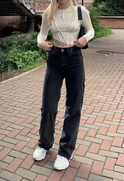 джинсы прямые чёрные плотные