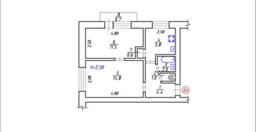 Продається 2-кімнатна квартира