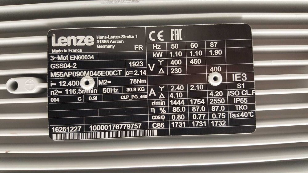 motoreduktor Lenze M55AP090M045E00CT 1,1kW 116obr.