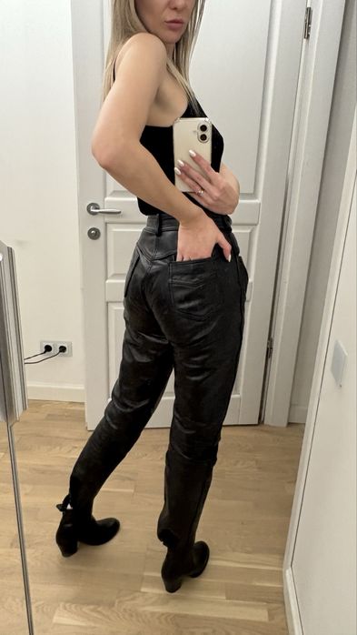 Шкіряні мотоштани s, висока посадка