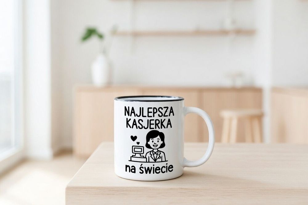 Kubek dla kasjerki smieszny prezent kubek ceramiczny