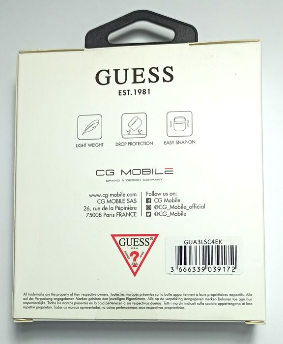 Capa Silicone Oficial Guess P/ AirPods 3 -C/Charme - Novo - Preto