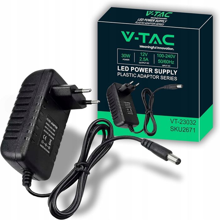 v-tac zasilacz 12 v 30 w 2,5 a wejście ac 100-240 v 50/60 hz opis