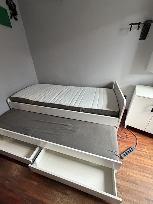 Lóżko podwojne Ikea Slakt z szufladami
