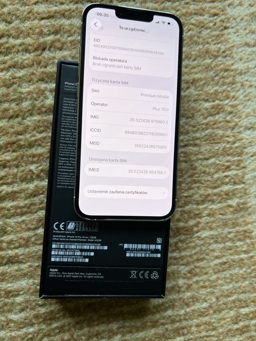 Iphone 13 Pro Silver 128Gb Stan Wzorowy