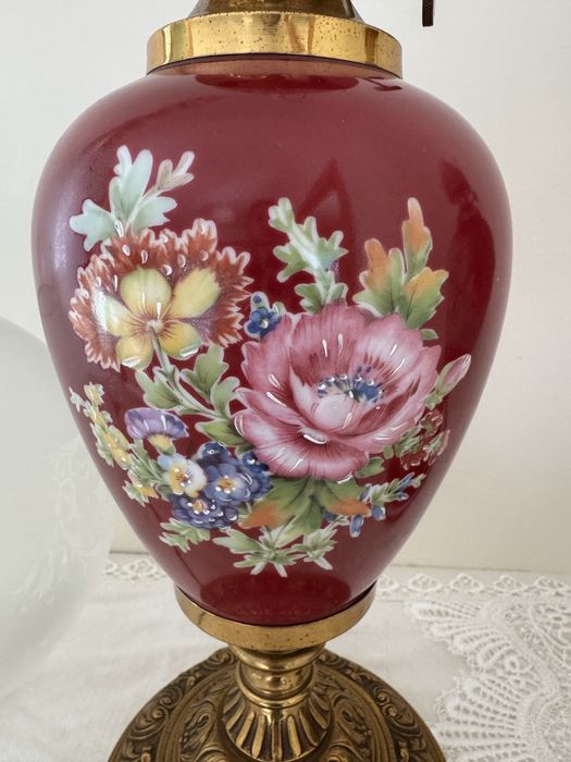 Candeeiro de mesa pintado à mão, vintage