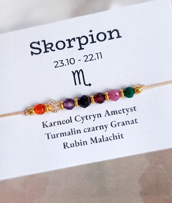 Bransoletka kamienie naturalne minerały znak zodiaku SKORPION