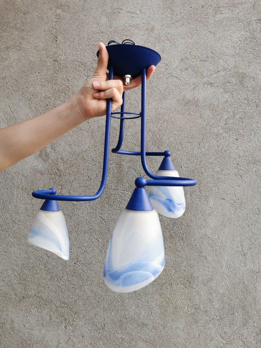 Żyrandol niebieski + ramki na zdjęcia