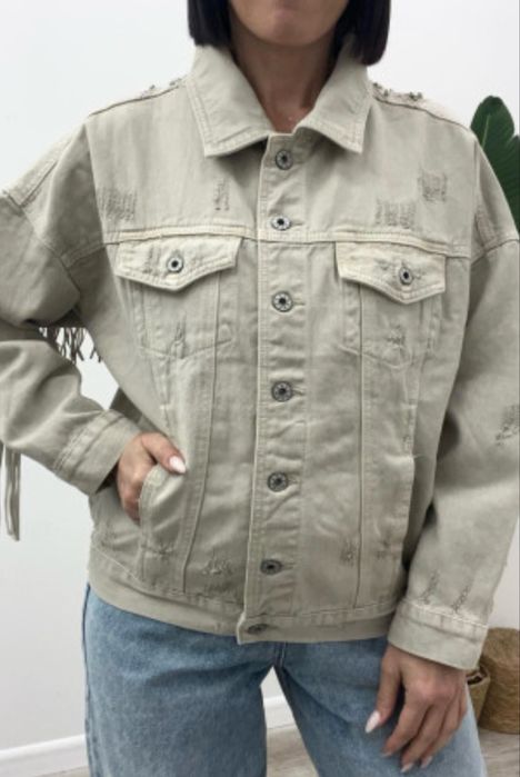 Джинсова куртка з бахромою, ромір S