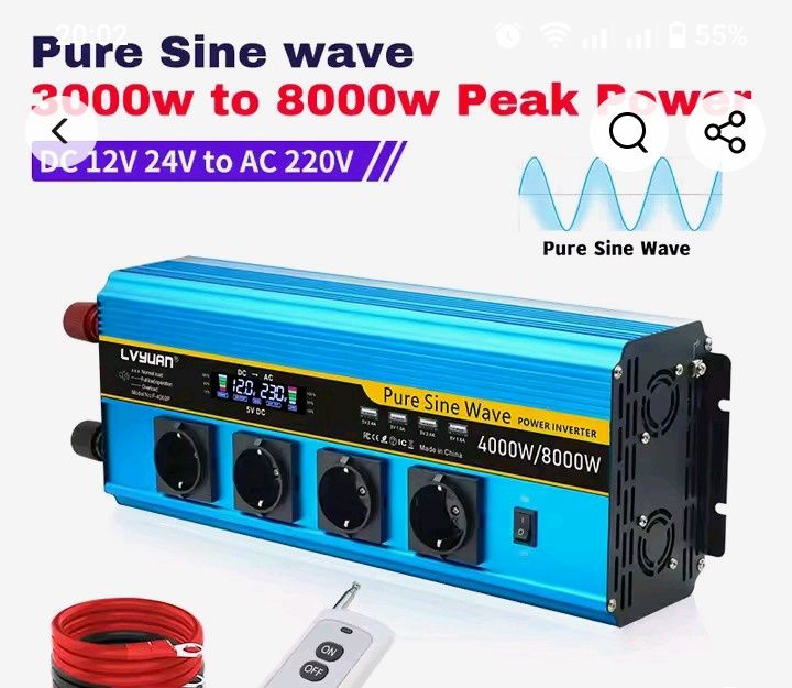 Інвертор 12V-220 "LVYUAN 8000W",