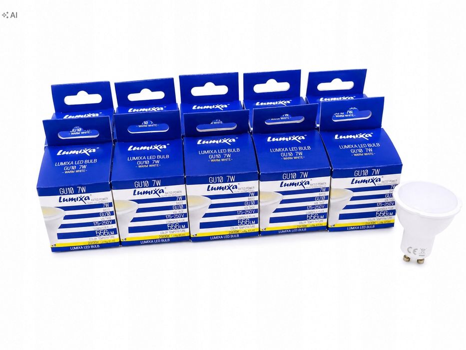Żarówka LED GU10 7W 556lm 3000K Ciepła Biała Lumixa SMD 120° Zamiennik 50 W  Zestaw 10 szt
