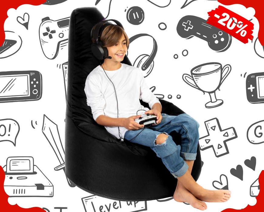 Nowy Komfortowy FOTEL Gamingowy PUFA Worek Dla Dzieci Krzesło (-20%)
