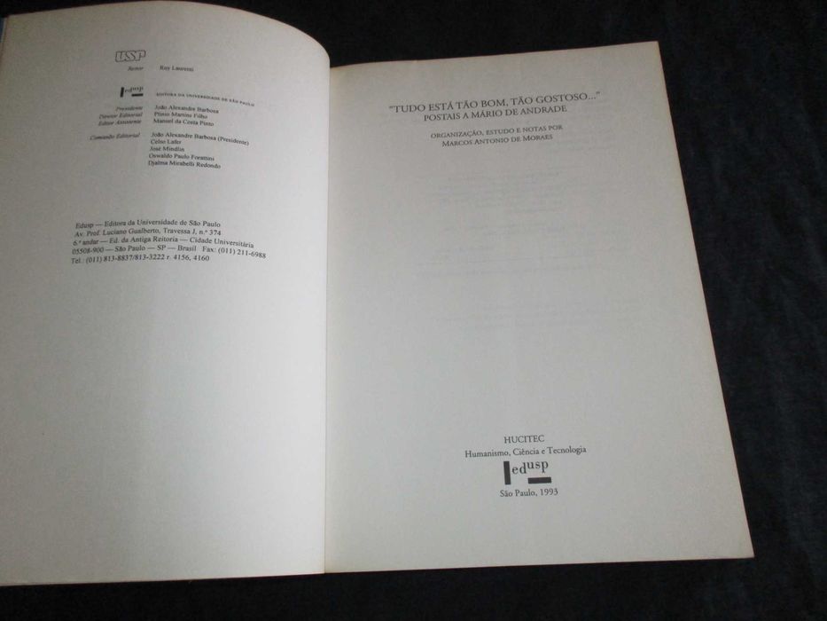 Livro Postais a Mário de Andrade Tudo está tão bom tão gostoso...
