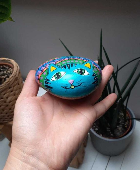 Malowany kamień, Rękodzieło, Kot, Kotek