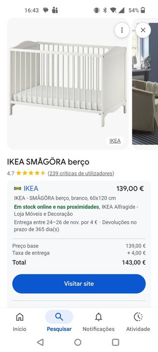 Berço Ikea com colchão