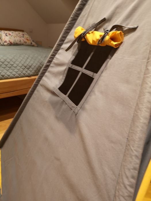 Namiot tipi  dla dzieci szary  żółty 110x110