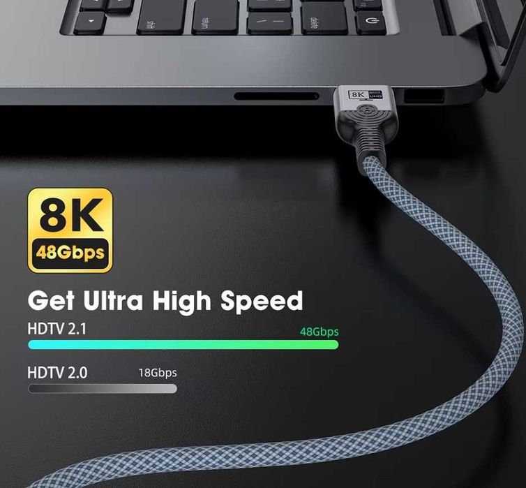 Високошвидкісний кабель HDMI - HDMI 2.1, 1.5м (8K 60Hz / 4K 120-165Hz) Мідь