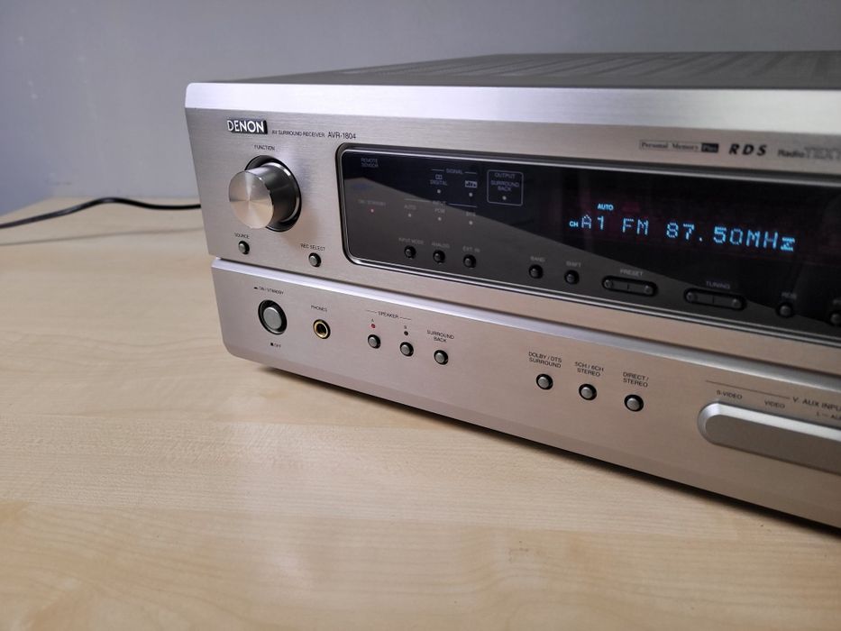Amplituner Denon AVR-1804 - AV 6.1, srebrny, Super stan, Phono
