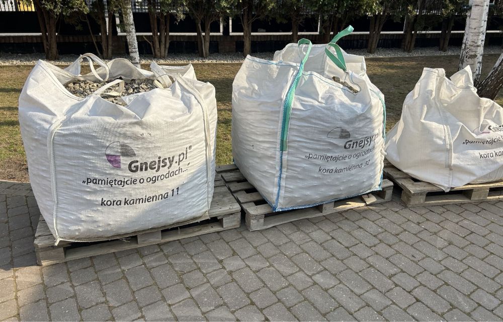 KORA KAMIENNA PŁUKANA Grys Gnejsowa Drzewna Kamień w Workach 11, 32