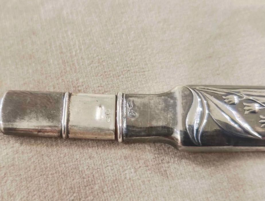 Antigo Porta-Lápis Prata Javali Arte Nova