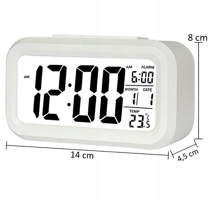 Budzik Zegar LED Termometr 12/24h Podswietlenie