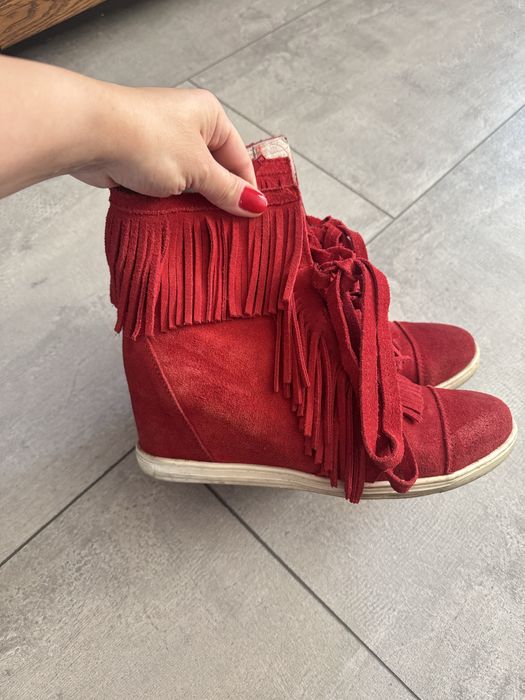 Botki zamszowe czerwone