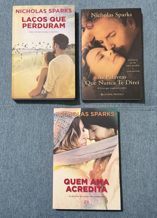 Livros de Nicholas Sparks a 6€ cada, praticamente novos