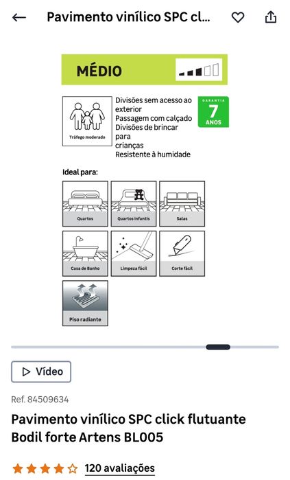 Pavimento vinílico SPC click flutuante Bodil forte Artes BL005 68m²
