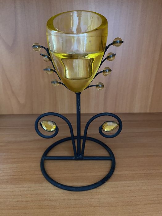 Декоративний металево-скляний підсвічник