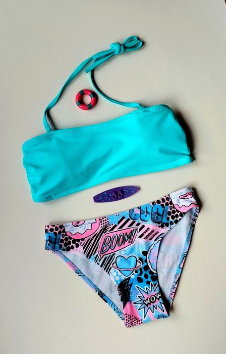 Купальник + кроп-топ набір трійка 128-134-140-146-152-158