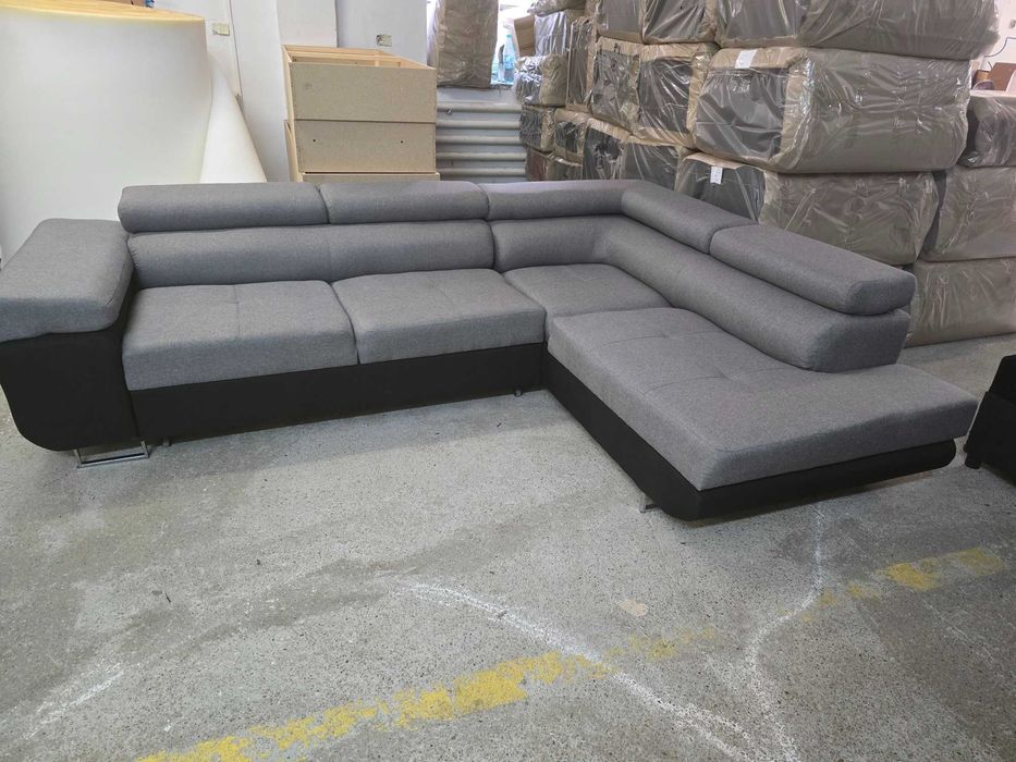 Narożnik ANTEK z regulowanymi zagłówkami, funkcja spania PRODUCENT