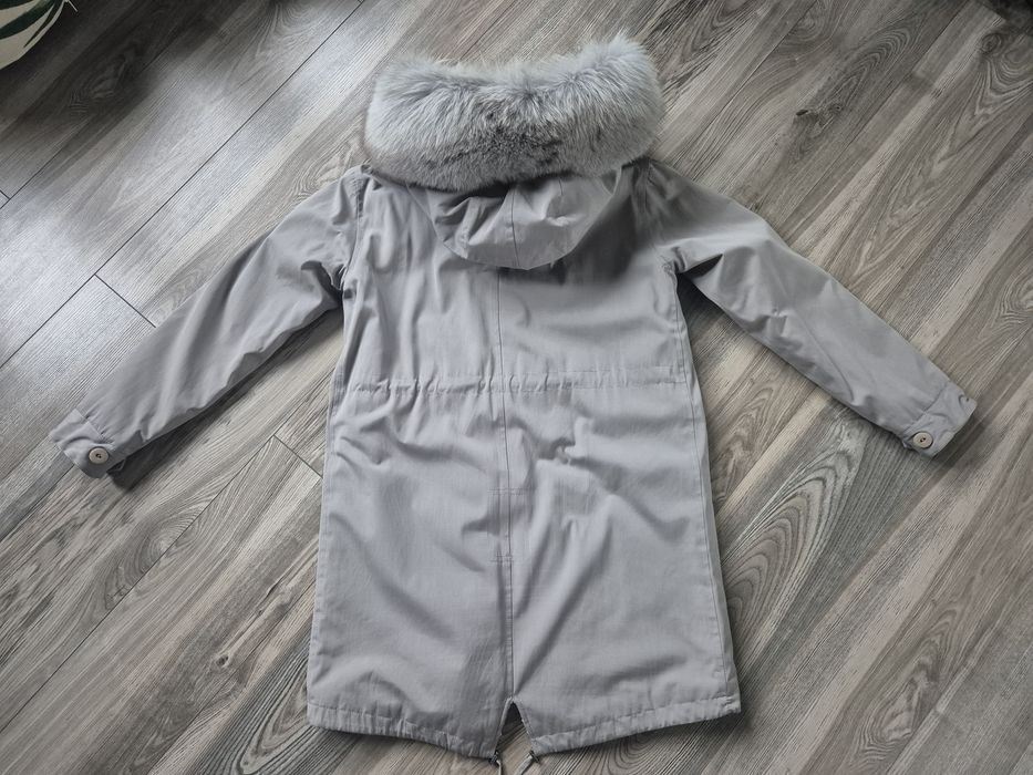 Szara parka/kurtka M  z kapturem FAN LEATHER