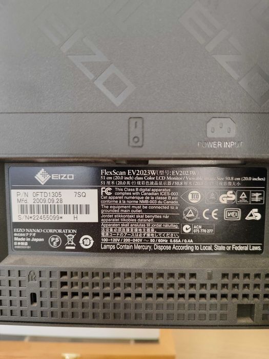 Monitor EIZO 20" FLEXSCAN EV2023W PVA 16:9