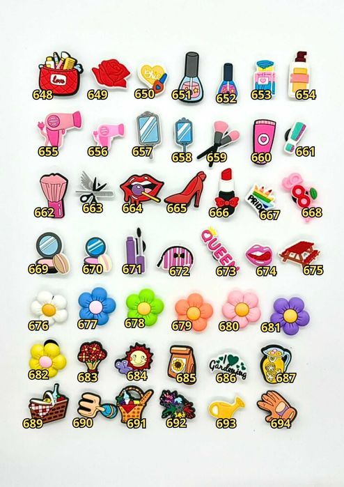 Przypinki do Crocs kwiaty make up ogród