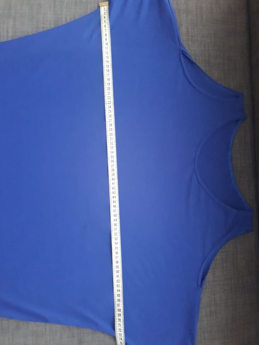 Kobaltowa długa bluzka w stylu nietoperz