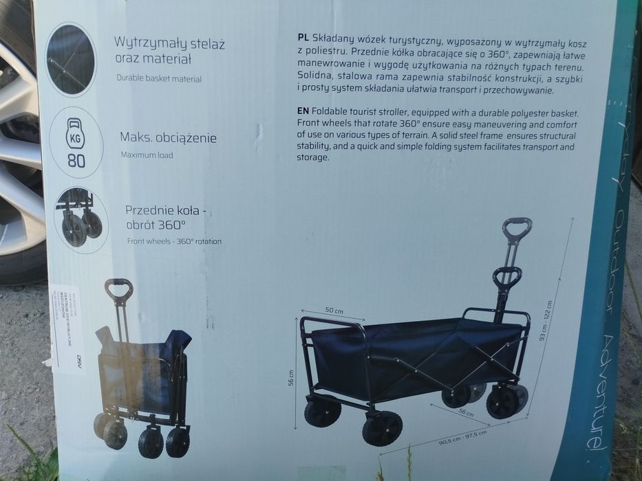 Składany wózek turystyczny / transportowy - plażowy Nowy