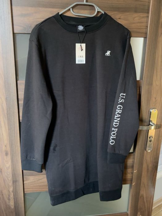 Nowa z metką, Bluza Damska U.S. Grand Polo, rozmiar 36/38, dluższa z długim rękawem, luźna, przyjemna miękka dzianina, logo na przodzie i rękawie.