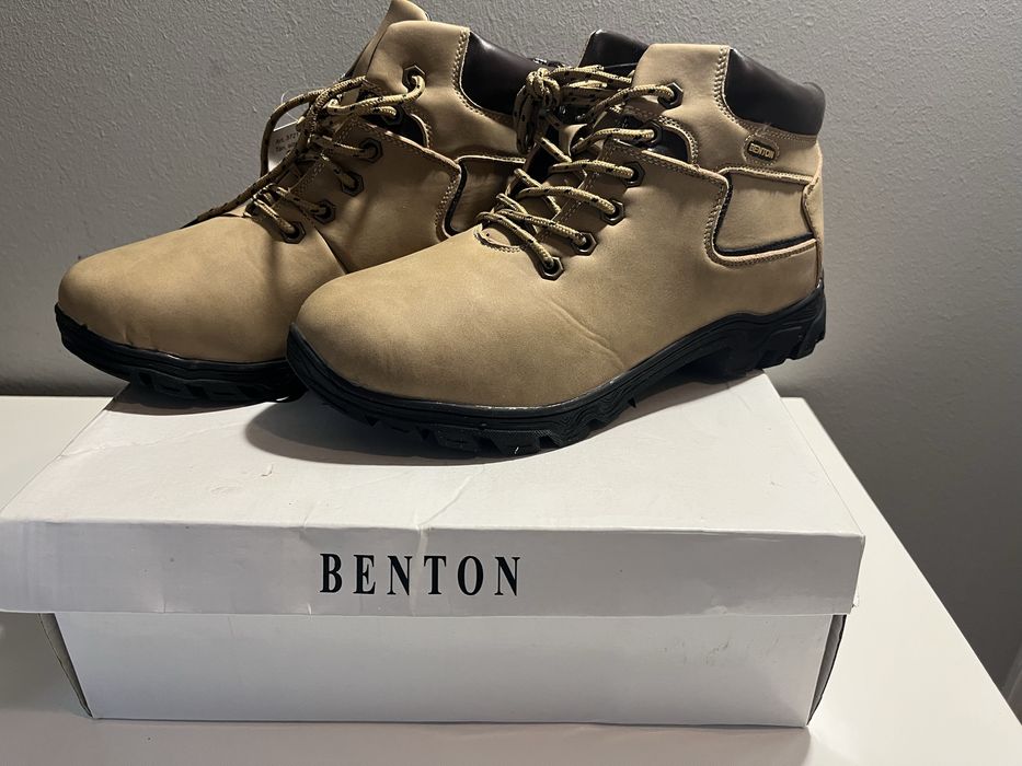 Buty zimowe ocieplane meskie Benton 42 beżowe trepy trzewiki sznurowan